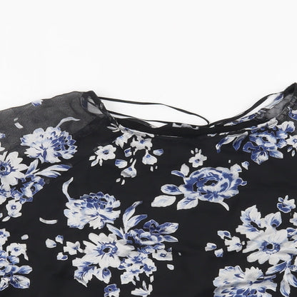 New Look Womens Black Floral  Basic Blouse Size 8