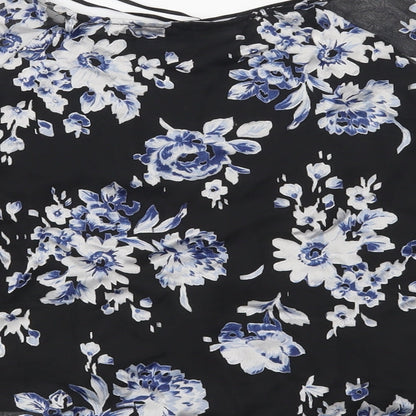 New Look Womens Black Floral  Basic Blouse Size 8