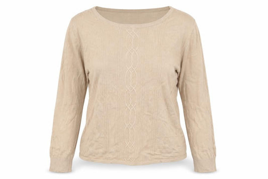 Reflect Womens Beige Geometric  Pullover Jumper Size L