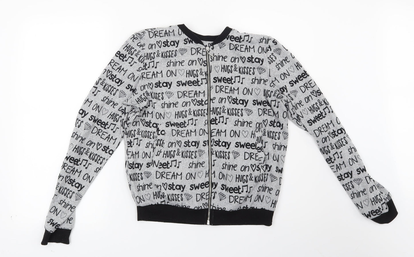Sinsay Womens Grey Geometric  Full Zip Sweatshirt Size XS  - Dream