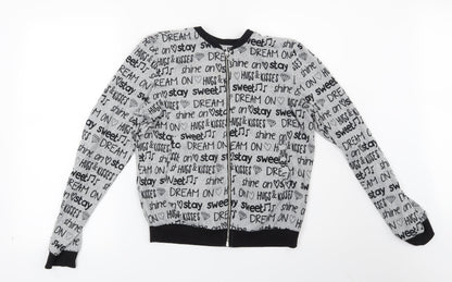Sinsay Womens Grey Geometric  Full Zip Sweatshirt Size XS  - Dream