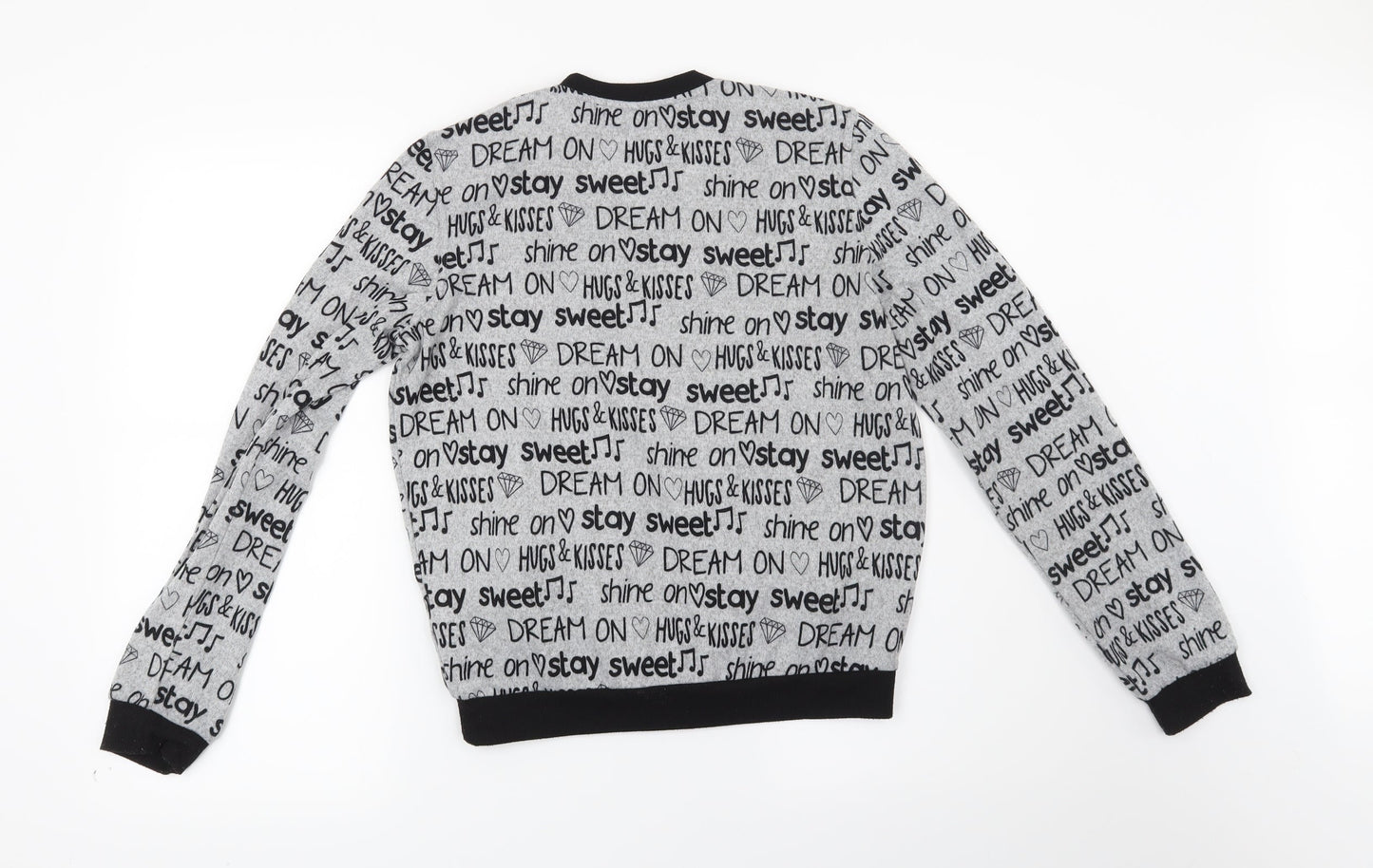 Sinsay Womens Grey Geometric  Full Zip Sweatshirt Size XS  - Dream
