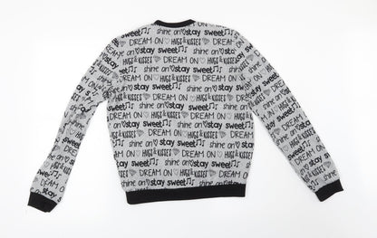 Sinsay Womens Grey Geometric  Full Zip Sweatshirt Size XS  - Dream