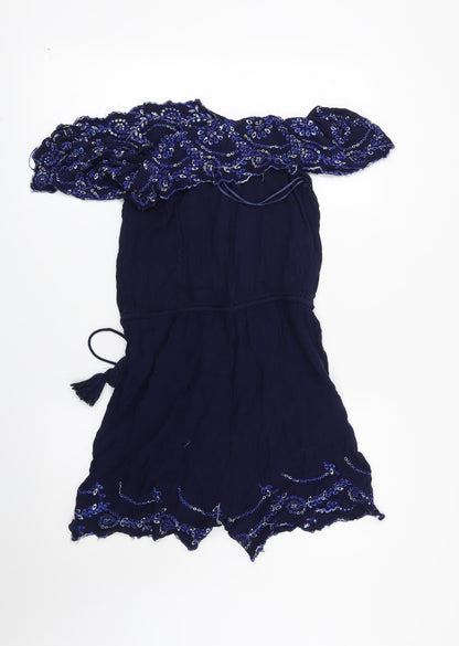 Red Herring Womens Blue Floral  Playsuit One-Piece Size 8