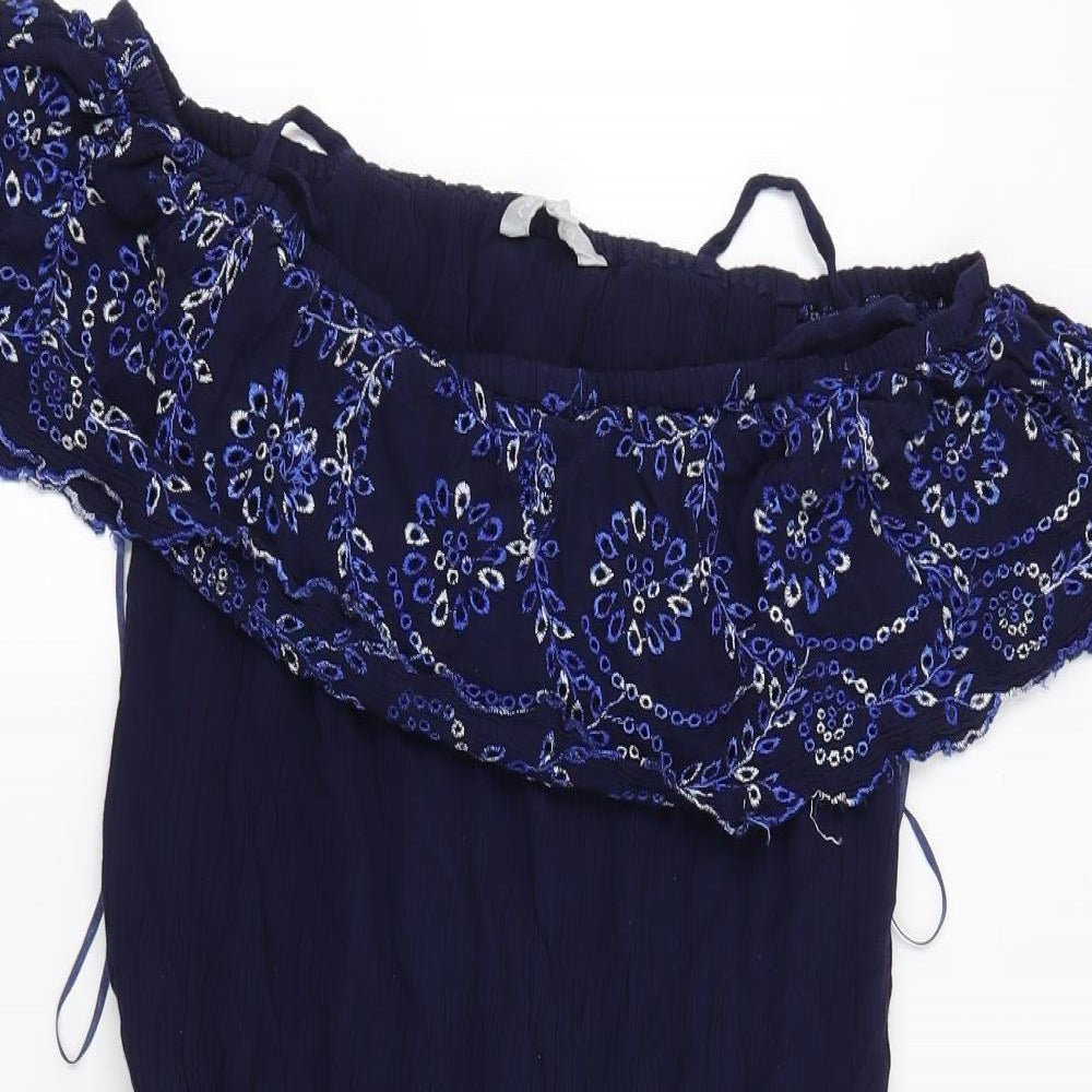 Red Herring Womens Blue Floral  Playsuit One-Piece Size 8