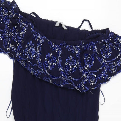Red Herring Womens Blue Floral  Playsuit One-Piece Size 8