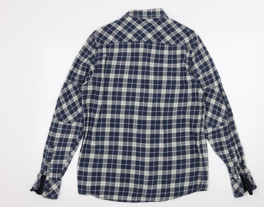 Mens UK Size M Easy Black  Button-Up Long Sleeve Casual Shirt