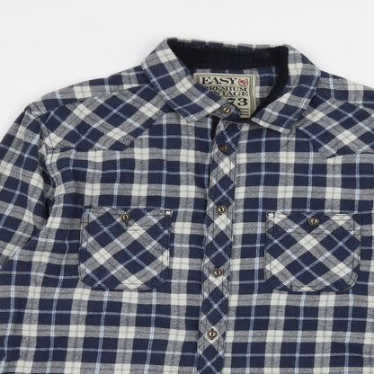 Mens UK Size M Easy Black  Button-Up Long Sleeve Casual Shirt