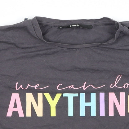 George Girls Grey  Jersey Basic T-Shirt Size 8-9 Years  - We Can Do Anything