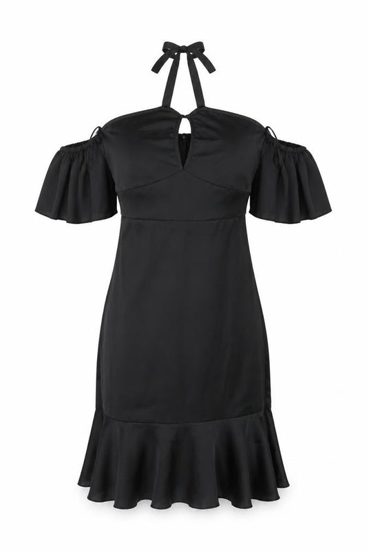Boohoo Womens Black  Satin Bodycon  Size 8