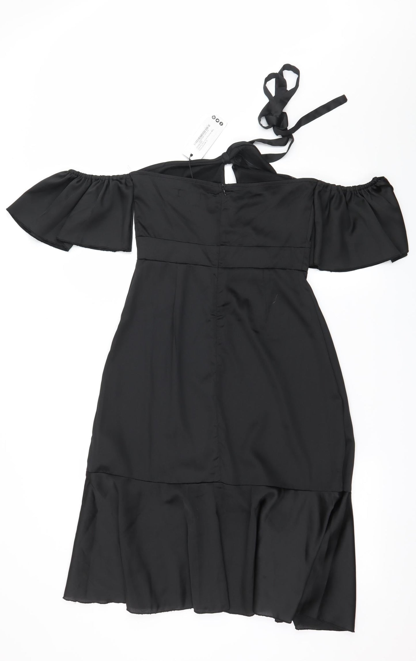 Boohoo Womens Black  Satin Bodycon  Size 8