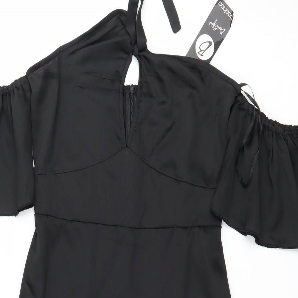Boohoo Womens Black  Satin Bodycon  Size 8