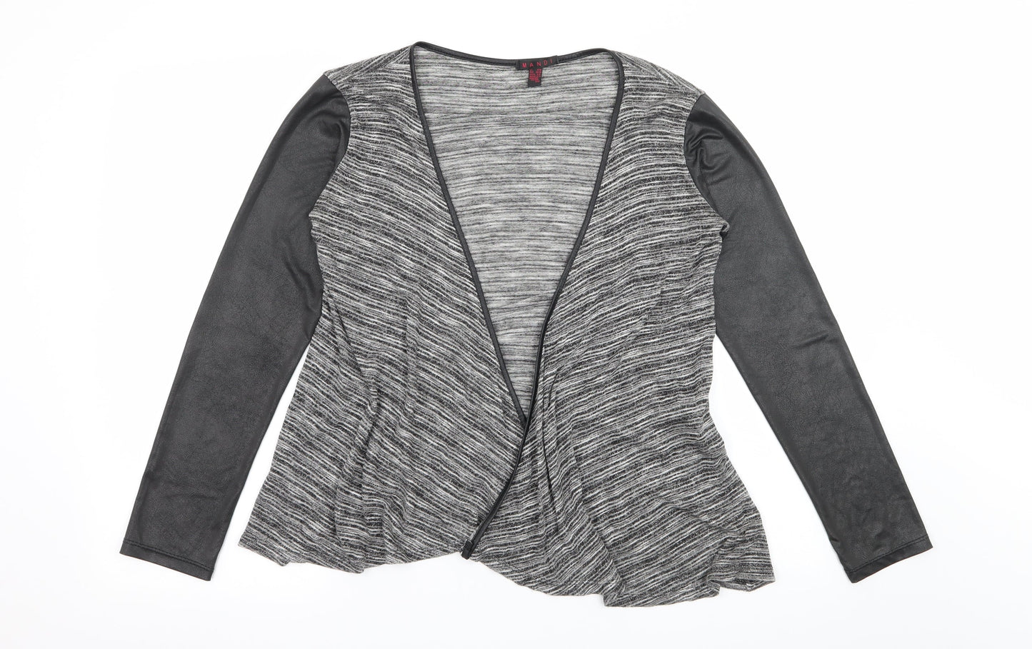 Mandi Womens Grey Striped Knit Cardigan Jumper Size 8