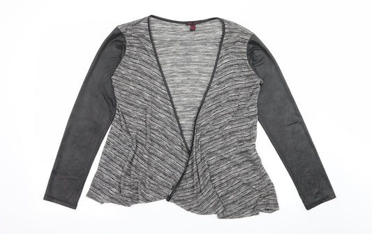 Mandi Womens Grey Striped Knit Cardigan Jumper Size 8