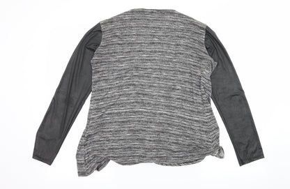 Mandi Womens Grey Striped Knit Cardigan Jumper Size 8