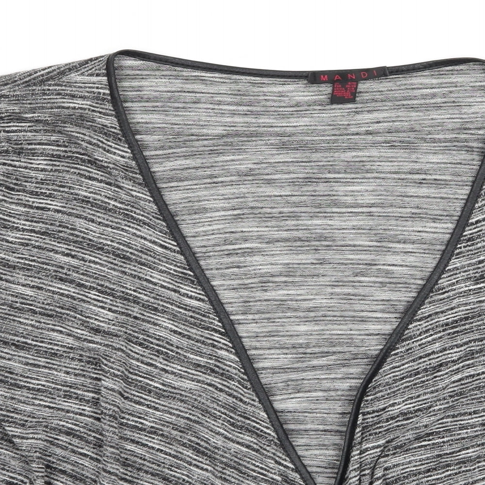 Mandi Womens Grey Striped Knit Cardigan Jumper Size 8