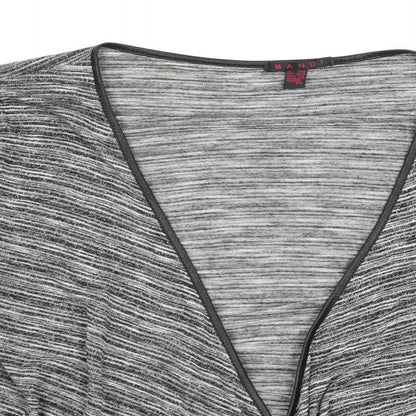 Mandi Womens Grey Striped Knit Cardigan Jumper Size 8