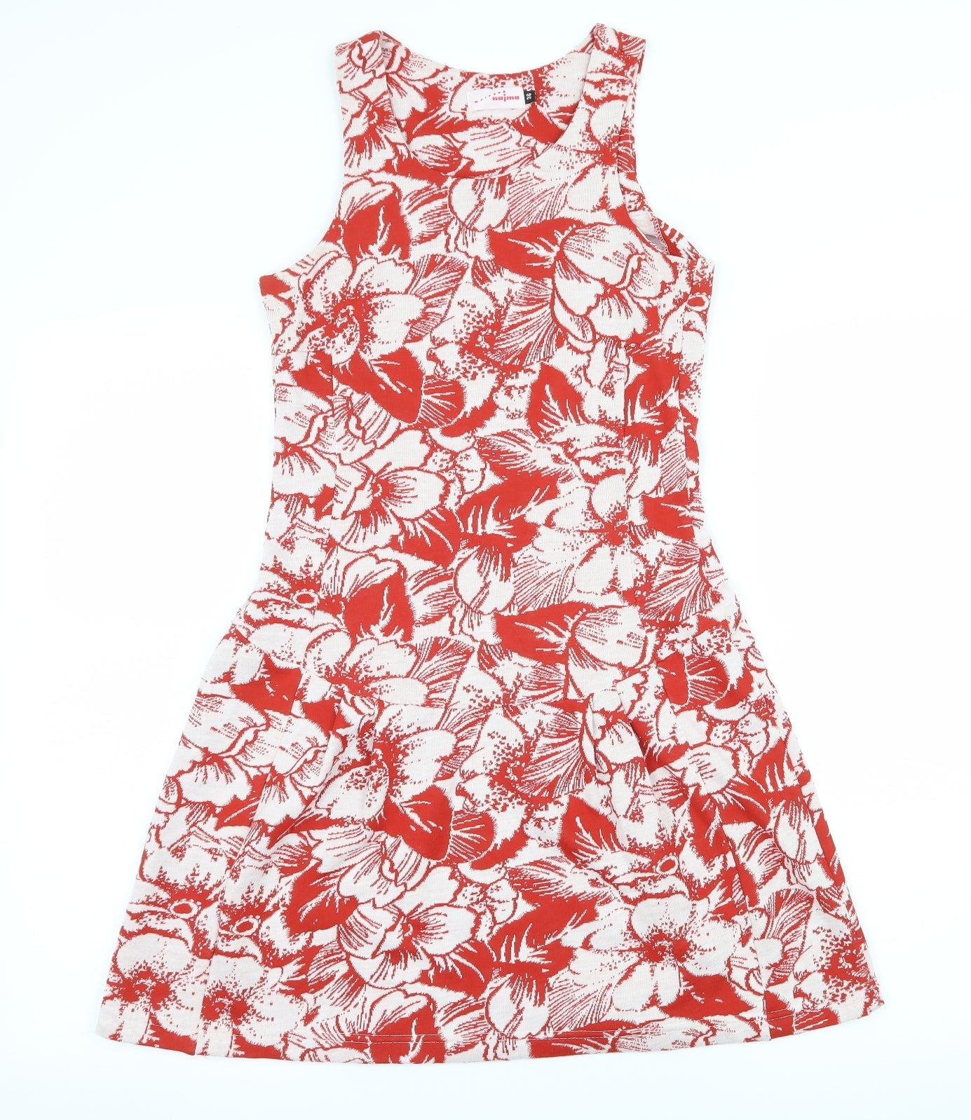 Najma Womens Red Floral Jersey T-Shirt Dress  Size 8