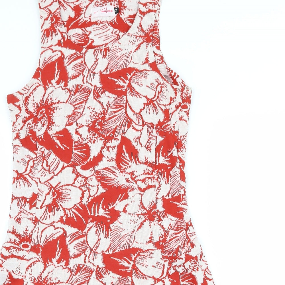 Najma Womens Red Floral Jersey T-Shirt Dress  Size 8