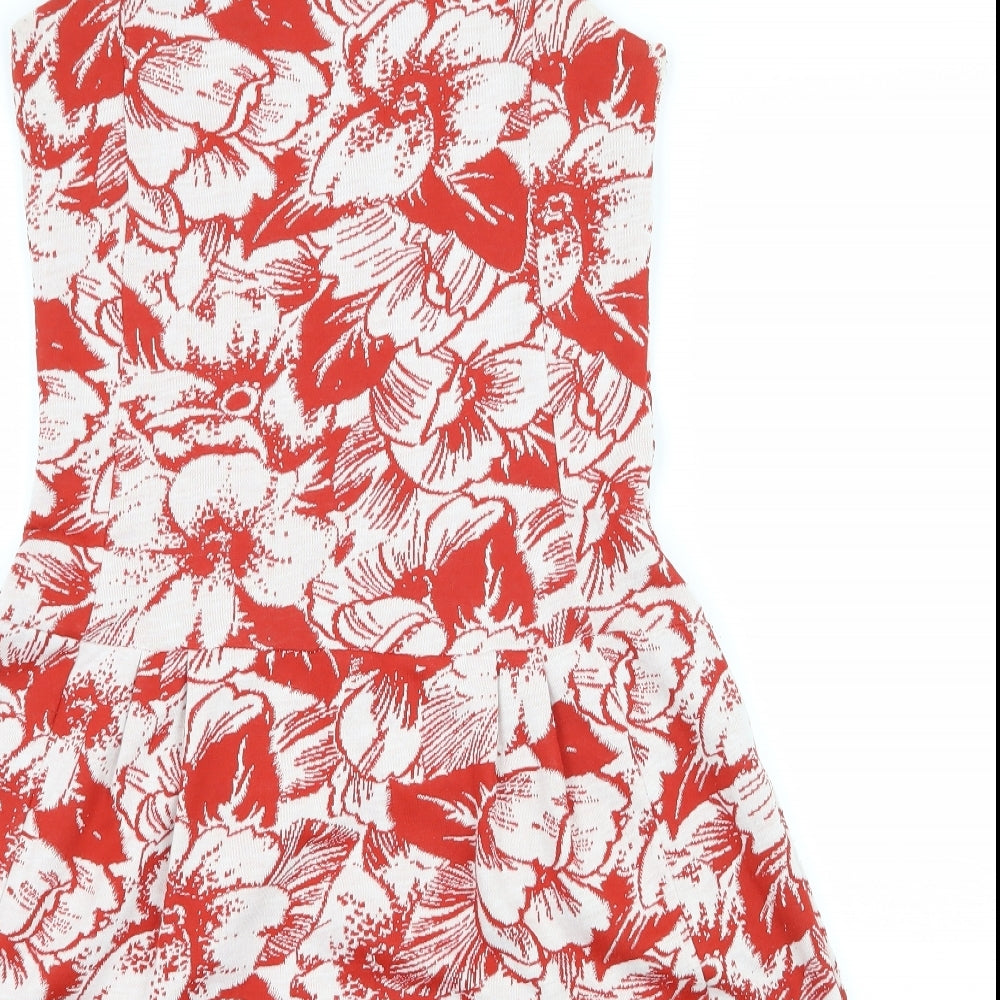 Najma Womens Red Floral Jersey T-Shirt Dress  Size 8