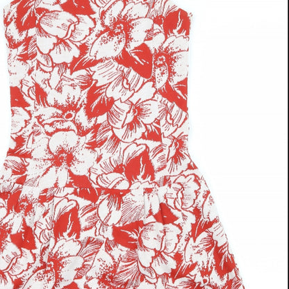 Najma Womens Red Floral Jersey T-Shirt Dress  Size 8