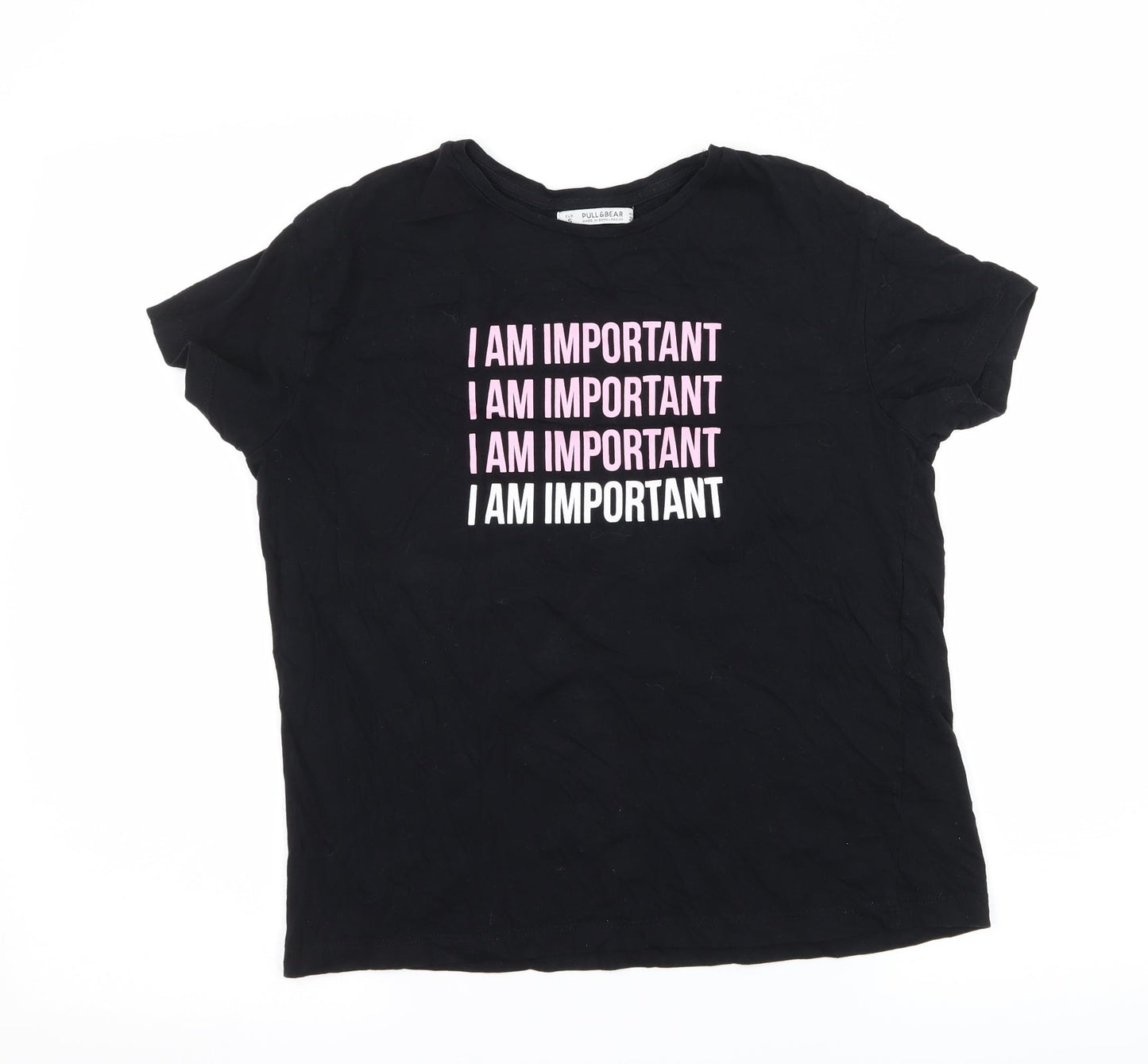 Womens UK Size S Pull&Bear Black Basic T-Shirt