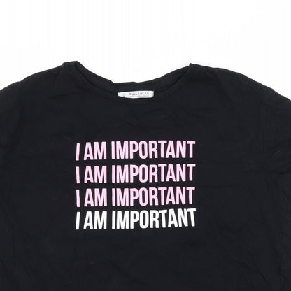Womens UK Size S Pull&Bear Black Basic T-Shirt