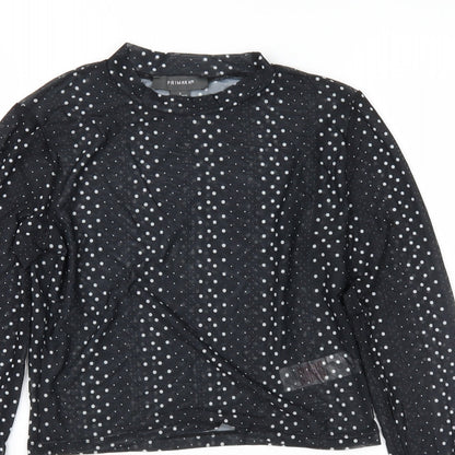 Primark Womens Black Polka Dot Mesh Cropped Blouse Size S