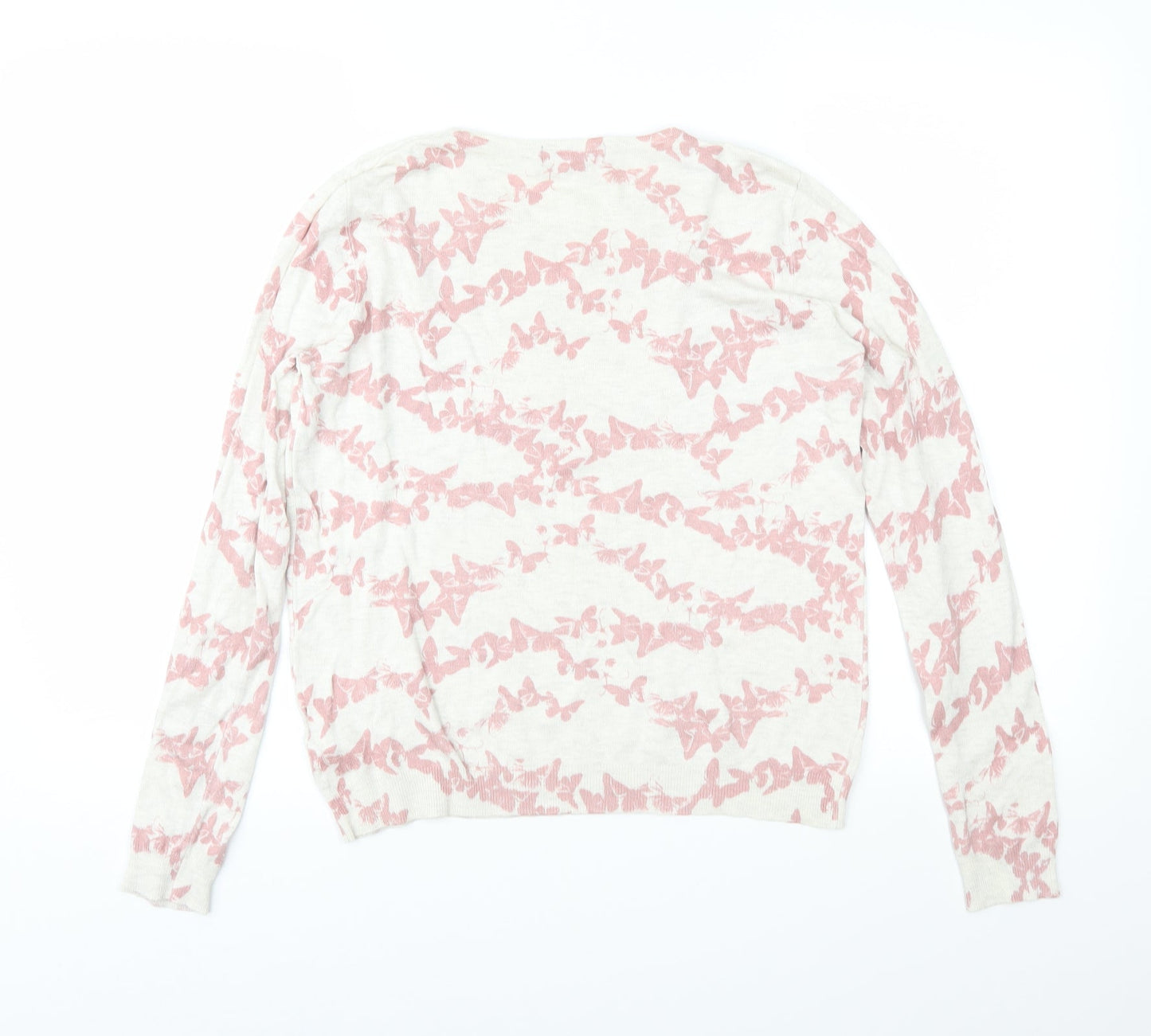 Marks and Spencer Womens Pink Geometric Knit Pullover Jumper Size 14