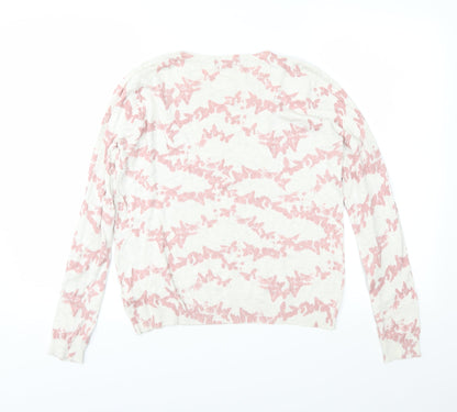 Marks and Spencer Womens Pink Geometric Knit Pullover Jumper Size 14