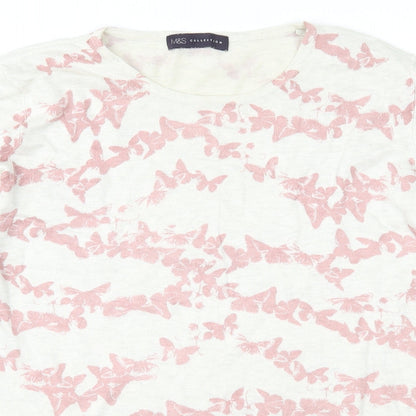 Marks and Spencer Womens Pink Geometric Knit Pullover Jumper Size 14