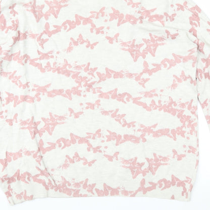 Marks and Spencer Womens Pink Geometric Knit Pullover Jumper Size 14
