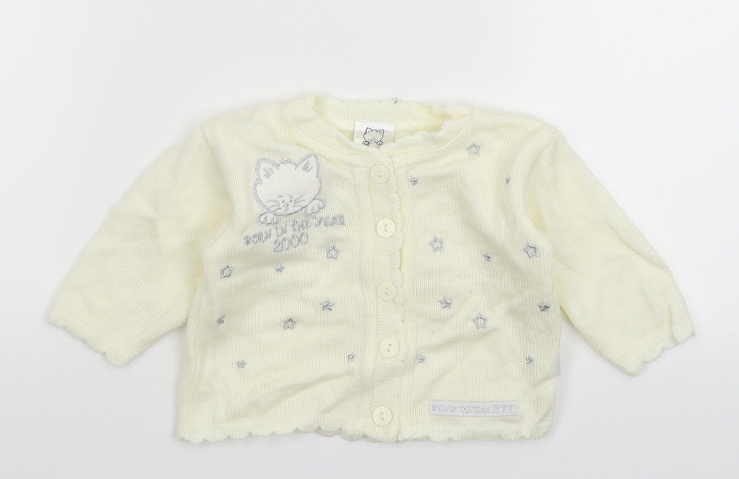 Debenhams Baby White  Knit Cardigan Jumper Size 3-6 Months