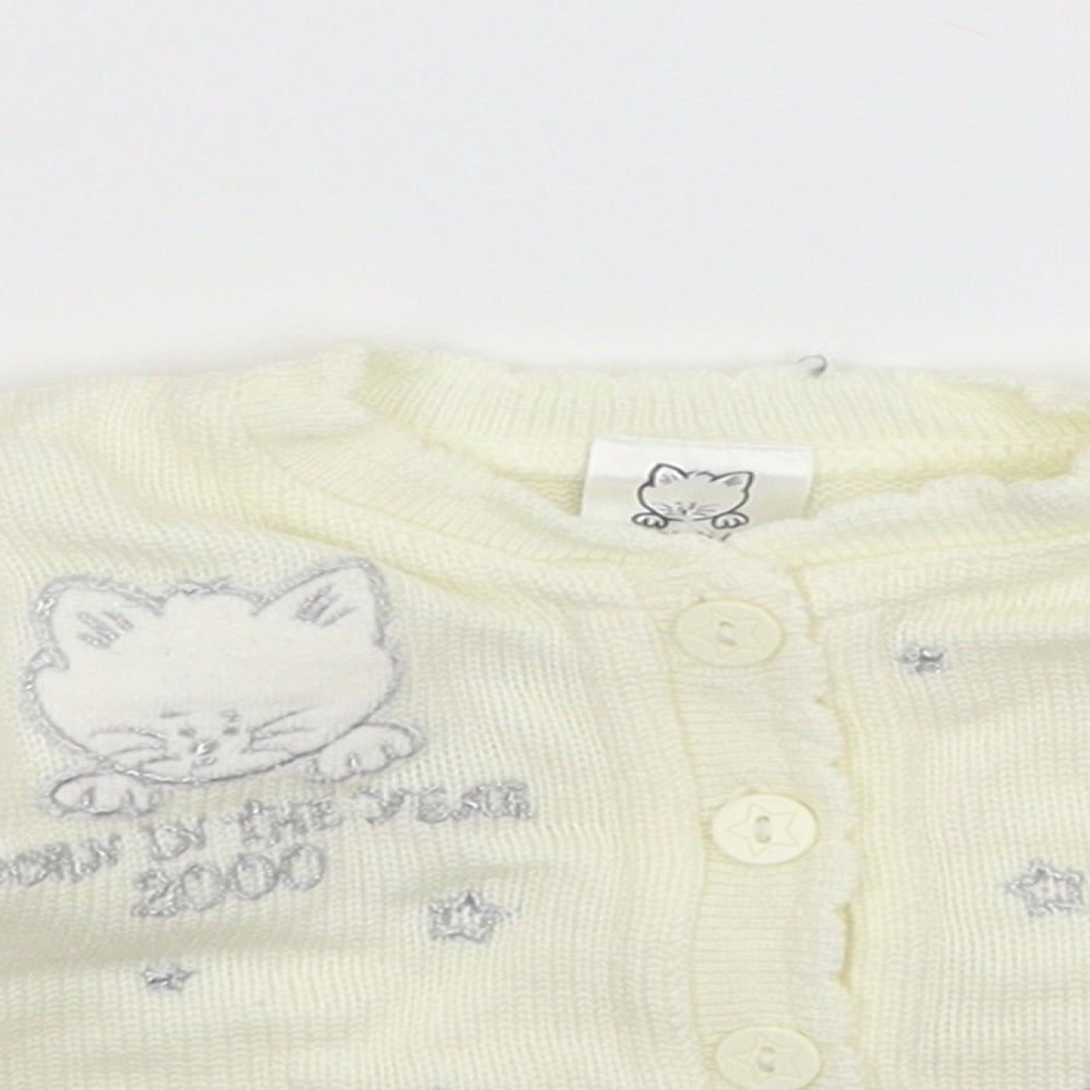 Debenhams Baby White  Knit Cardigan Jumper Size 3-6 Months