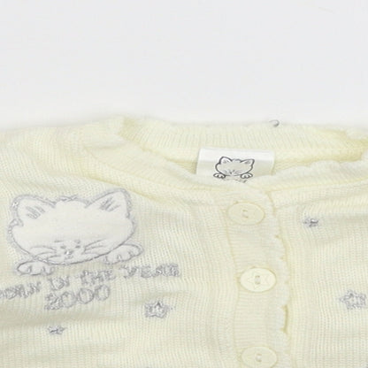 Debenhams Baby White  Knit Cardigan Jumper Size 3-6 Months