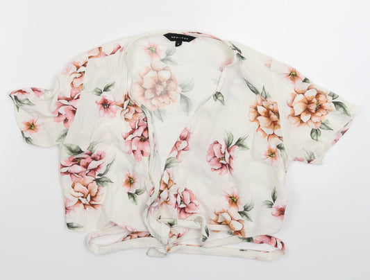 Womens UK Size 8 New Look White Cropped Blouse