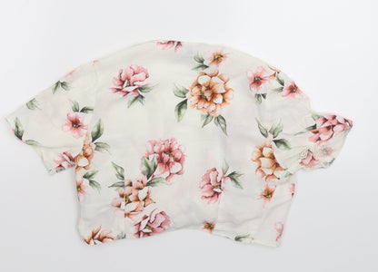Womens UK Size 8 New Look White Cropped Blouse