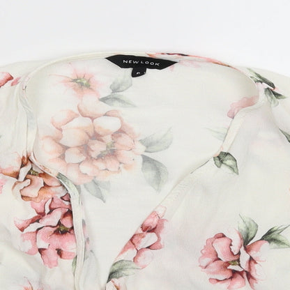 Womens UK Size 8 New Look White Cropped Blouse