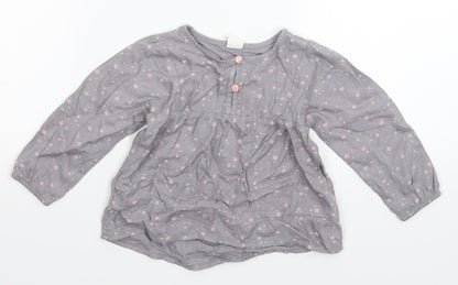H&M Girls Grey Geometric  Shirt Dress  Size 12-18 Months