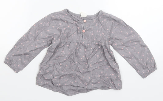 H&M Girls Grey Geometric  Shirt Dress  Size 12-18 Months