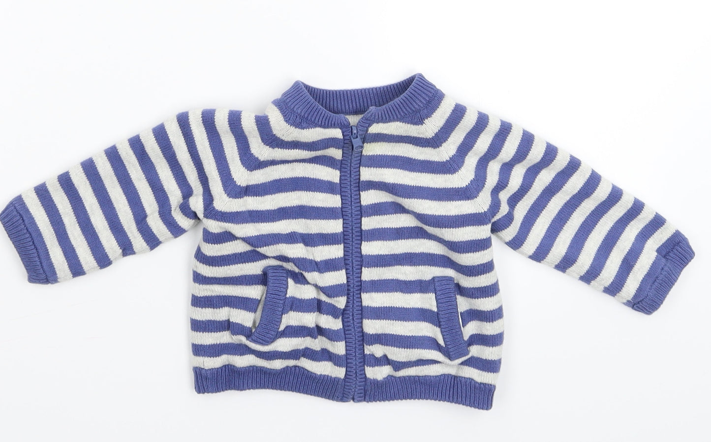 Merc Baby Blue Striped Knit Cardigan Jumper Size 0-3 Months