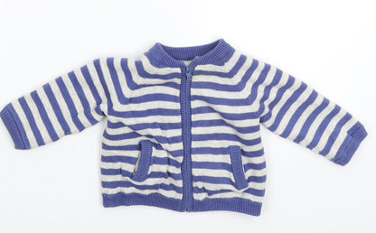 Merc Baby Blue Striped Knit Cardigan Jumper Size 0-3 Months