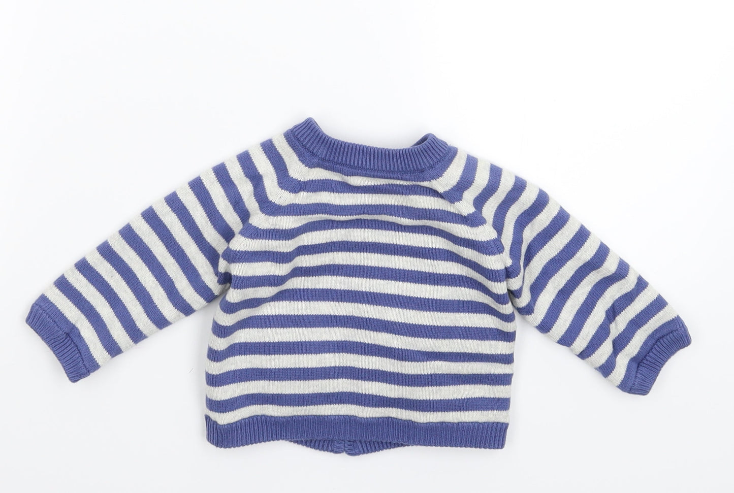 Merc Baby Blue Striped Knit Cardigan Jumper Size 0-3 Months