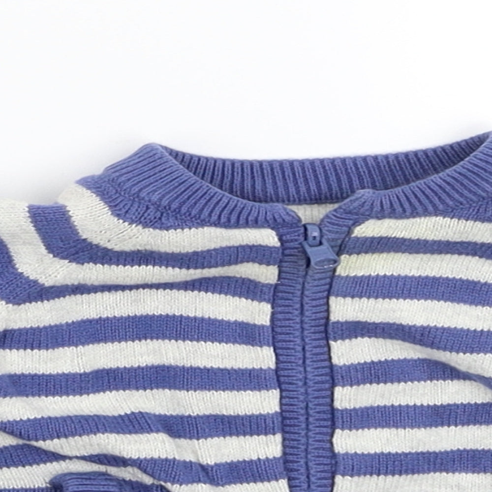 Merc Baby Blue Striped Knit Cardigan Jumper Size 0-3 Months