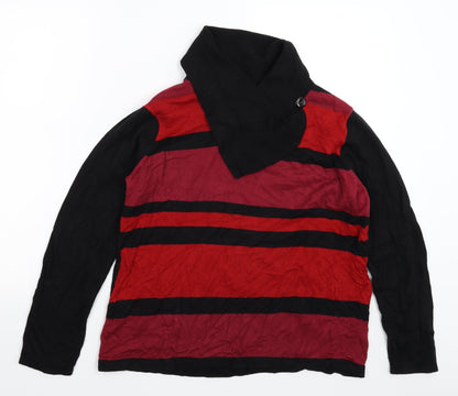 BM Womens Multicoloured Striped Knit Pullover Jumper Size M