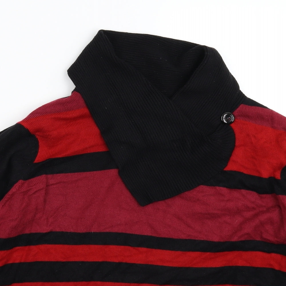 BM Womens Multicoloured Striped Knit Pullover Jumper Size M