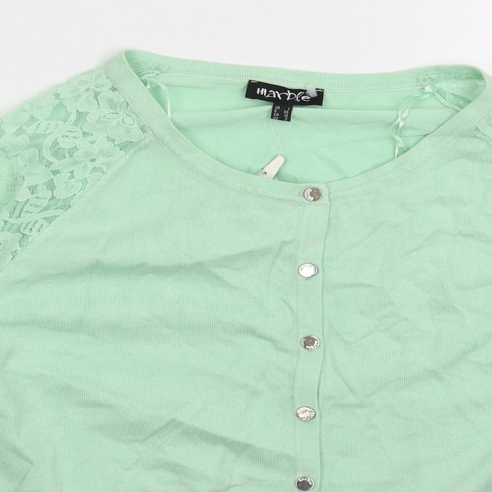 Marble Womens Green  Knit Cardigan Jumper Size S