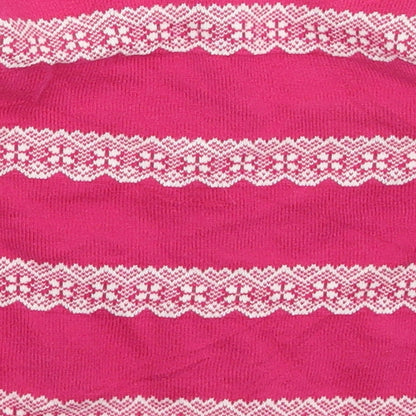 Pink Polkadot Girls Pink Geometric Knit Cardigan Jumper Size 2 Years