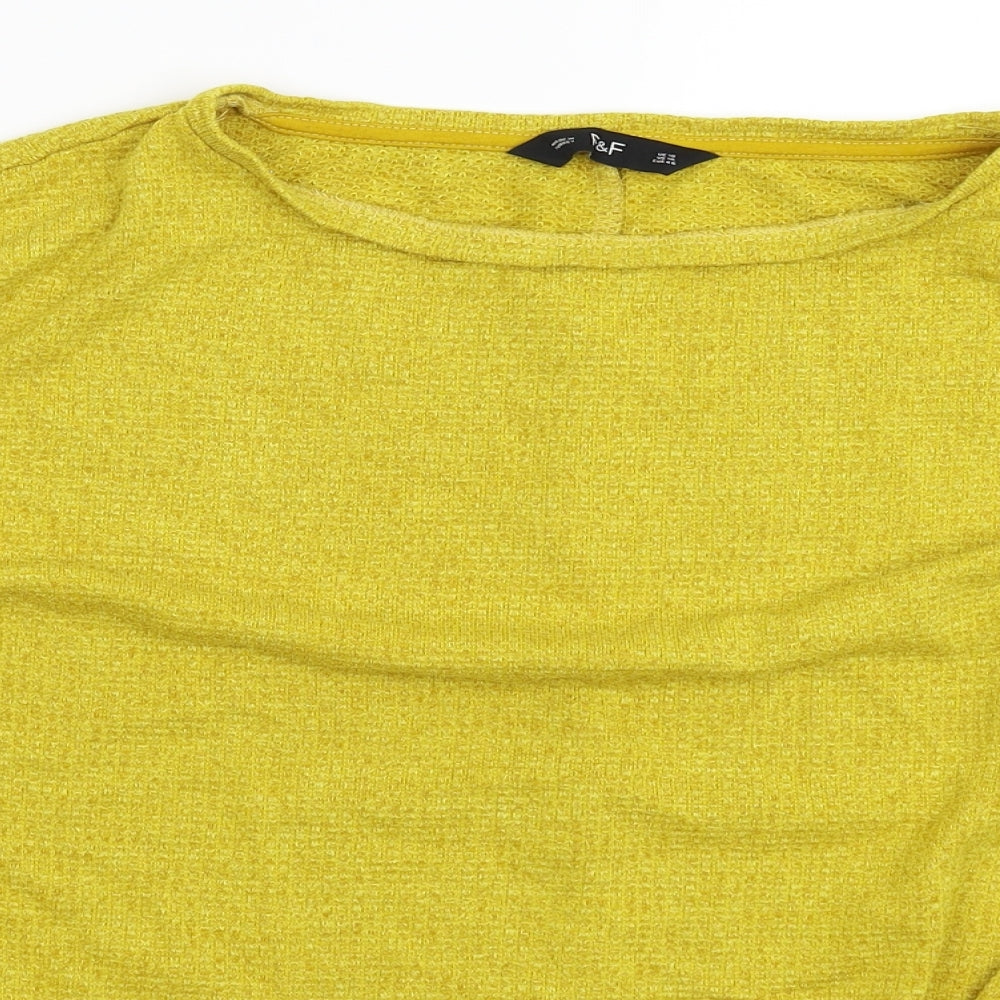 F&F Womens Yellow  Knit Pullover Jumper Size 14