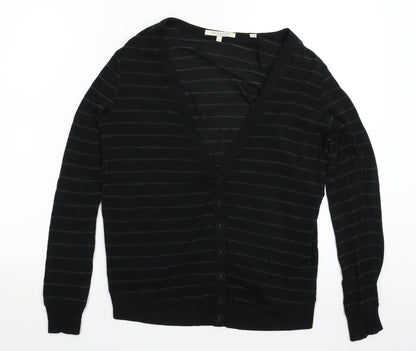 Bella Luxx Womens Black Striped Knit Cardigan Jumper Size S